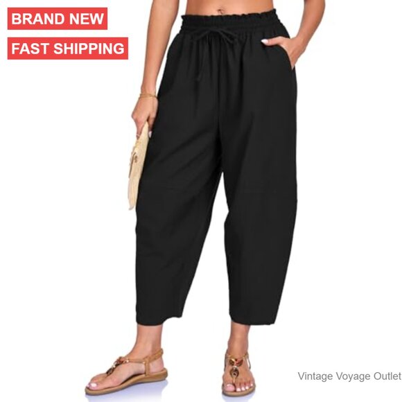 Wide Leg Harem Pants with Drawstring Waist and Pockets Casual Loose Fit - Picture 2 of 7
